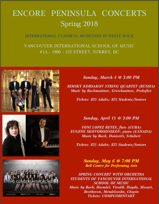 Encore Concerts Spring 2018